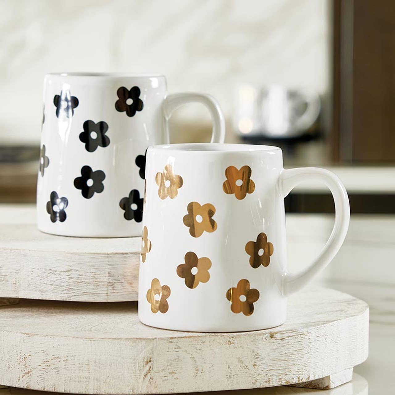 Artisan Tapered Mug - Gold Foil Flower