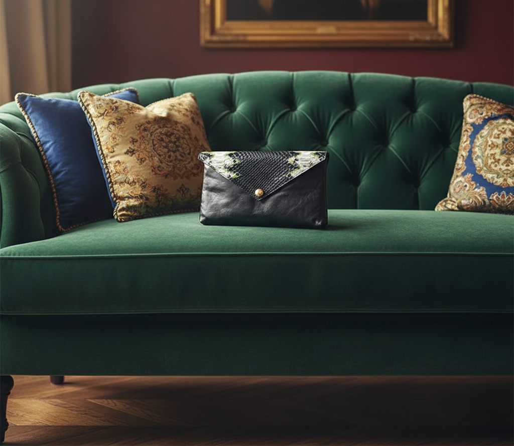 FLORENCE ENVELOPE CLUTCH GREEN PYTHON