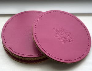 LINELL ELLIS LEATHER COASTERS IN PINK - LINELL ELLIS